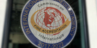 Accreditation seal on fire engine