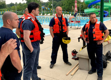 Mt. Lebanon Fire Department firefighters train at swimming pool